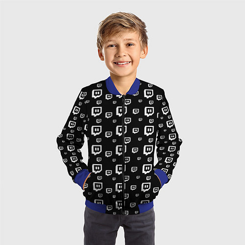 Детский бомбер Twitch: Black Pattern / 3D-Синий – фото 3