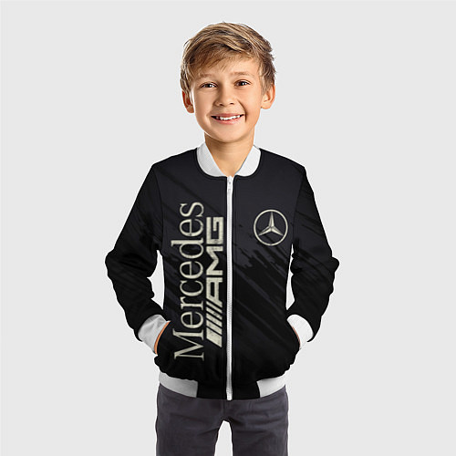 Детский бомбер Mercedes AMG: Black Edition / 3D-Белый – фото 3