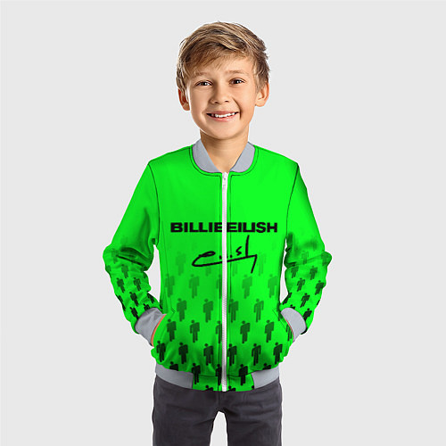 Детский бомбер Billie Eilish: Green Autograph / 3D-Серый – фото 3