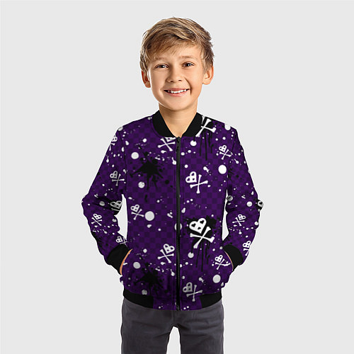 Детский бомбер Эмо 2007 фиолетовый фон / 3D-Черный – фото 3