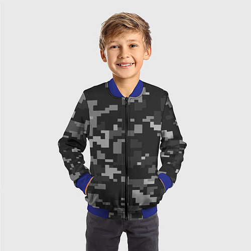 Детский бомбер Пиксельный камуфляж / 3D-Синий – фото 3