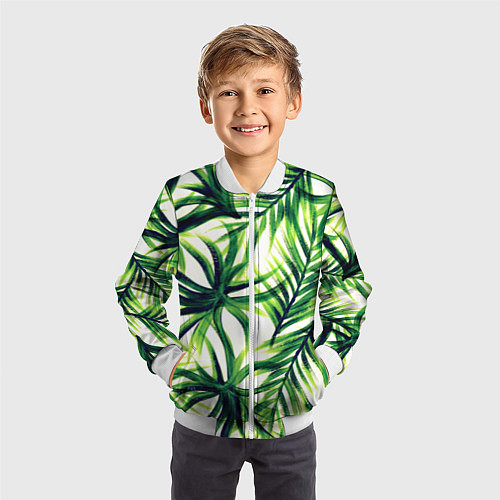Детский бомбер Тропики / 3D-Белый – фото 3