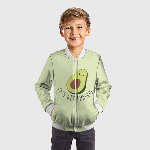 Детский бомбер Авокадо / 3D-Белый – фото 3