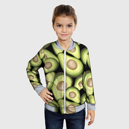 Детский бомбер Avocado background / 3D-Серый – фото 4