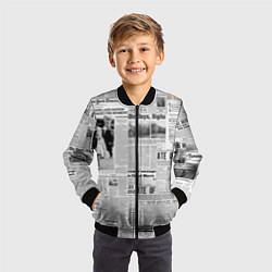 Бомбер детский Газета Newspaper, цвет: 3D-черный — фото 2