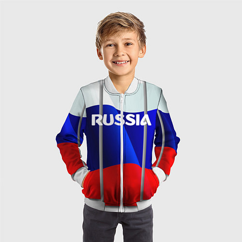 Детский бомбер Россия / 3D-Белый – фото 3