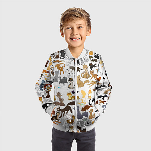 Детский бомбер Котоколлаж 01 / 3D-Белый – фото 3