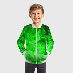 Бомбер детский ОГОНЬ GREEN NEON, цвет: 3D-белый — фото 2