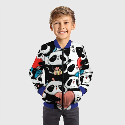 Детский бомбер Панды / 3D-Синий – фото 3
