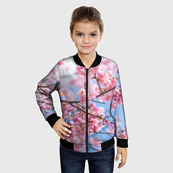 Бомбер детский Ветки Сакуры, цвет: 3D-черный — фото 2
