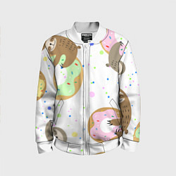 Бомбер детский Милый Ленивец, цвет: 3D-белый