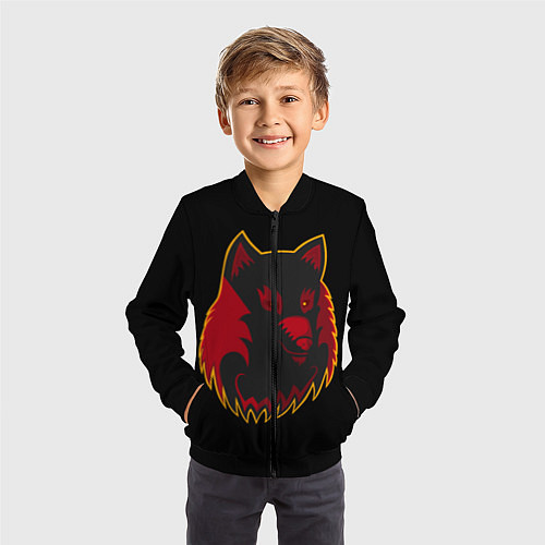 Детский бомбер Wolf Logo / 3D-Черный – фото 3