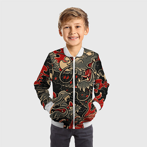 Детский бомбер Dsquared tatoo DRAGON / 3D-Белый – фото 3
