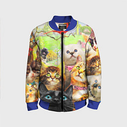 Бомбер детский КОТЫ, цвет: 3D-синий