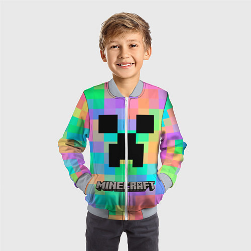 Детский бомбер Minecraft / 3D-Серый – фото 3