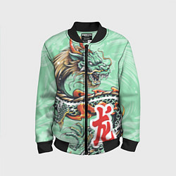Бомбер детский Изумрудный дракон, цвет: 3D-черный