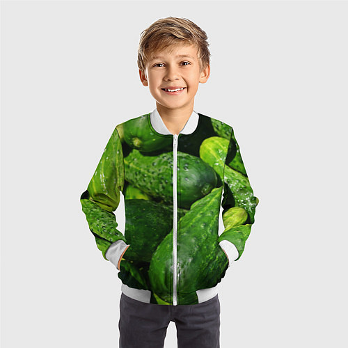 Детский бомбер Огурцы / 3D-Белый – фото 3