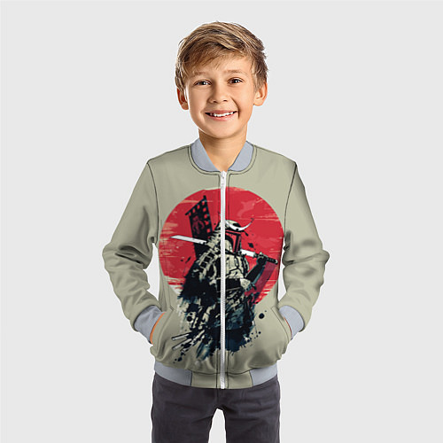 Детский бомбер Samurai man / 3D-Серый – фото 3