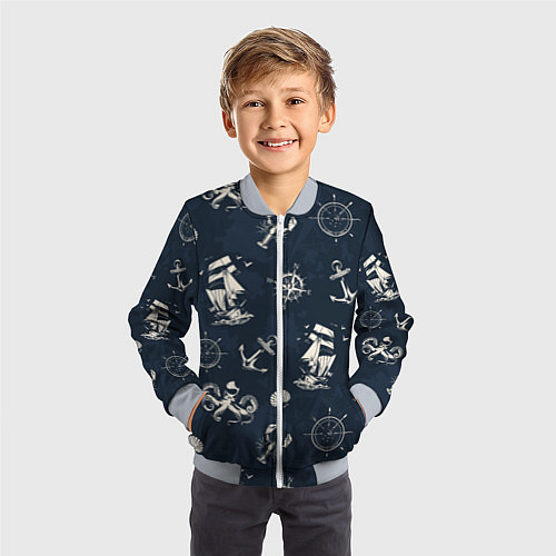Детский бомбер Nautical art / 3D-Серый – фото 3