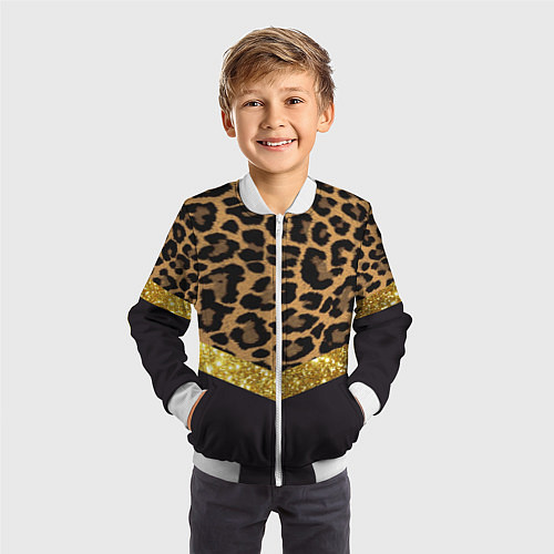 Детский бомбер Леопардовый принт / 3D-Белый – фото 3