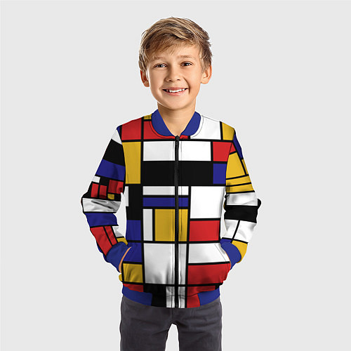 Детский бомбер Color blocking / 3D-Синий – фото 3