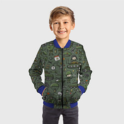 Бомбер детский Военные атрибуты, цвет: 3D-синий — фото 2