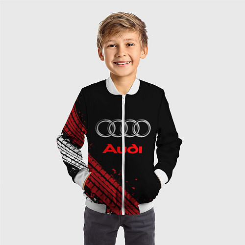 Детский бомбер AUDI / 3D-Белый – фото 3