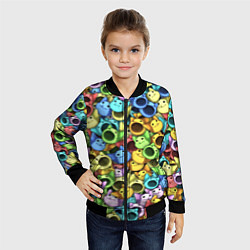 Бомбер детский Цветные Поп Котики, цвет: 3D-черный — фото 2