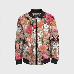 Детский бомбер Корги & Цветы