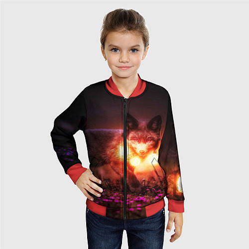 Детский бомбер Лисица с фонариками / 3D-Красный – фото 4