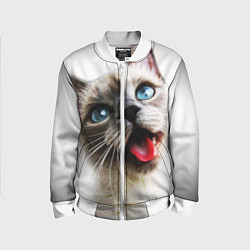 Бомбер детский Котик, цвет: 3D-белый