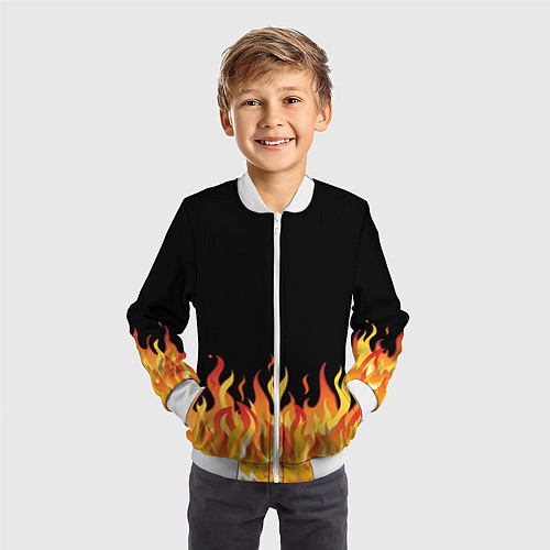 Детский бомбер ОГОНЬ И НИЧЕГО ЛИШНЕГО / 3D-Белый – фото 3