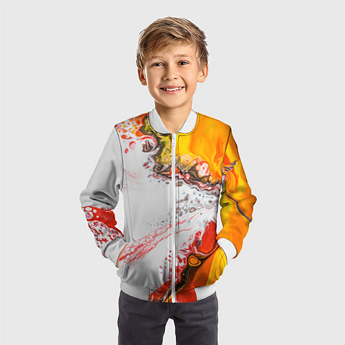 Детский бомбер Рисунок желтой краской / 3D-Белый – фото 3