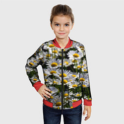 Бомбер детский Ромашки, цвет: 3D-красный — фото 2