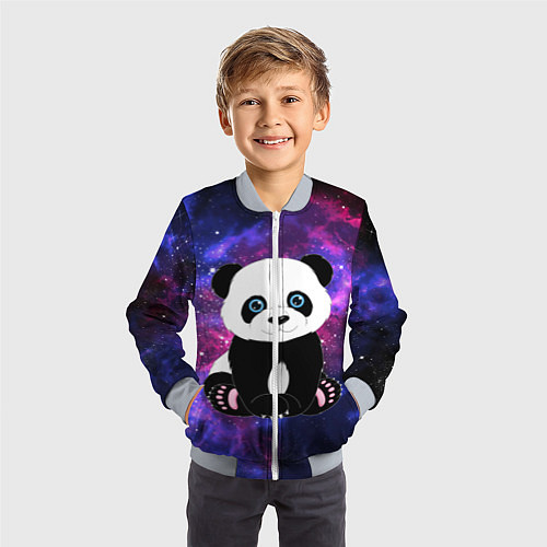 Детский бомбер Space Panda / 3D-Серый – фото 3