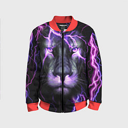 Бомбер детский НЕОНОВЫЙ ЛЕВ NEON LION, цвет: 3D-красный