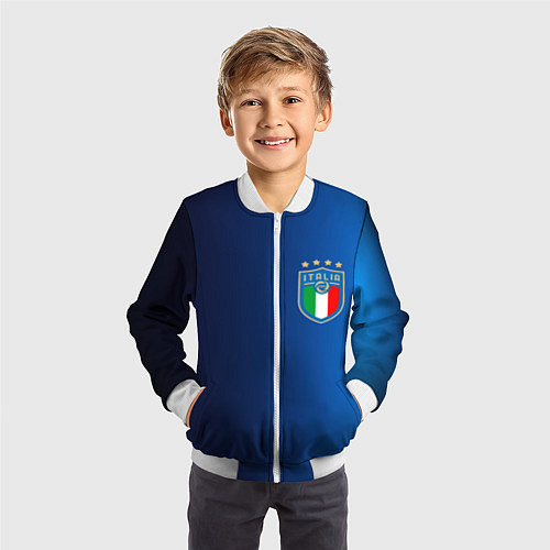 Детский бомбер Сборная Италии / 3D-Белый – фото 3