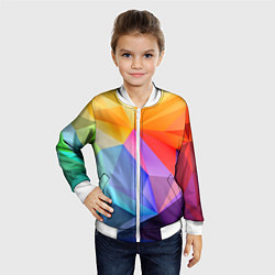 Бомбер детский Радужная геометрия, цвет: 3D-белый — фото 2