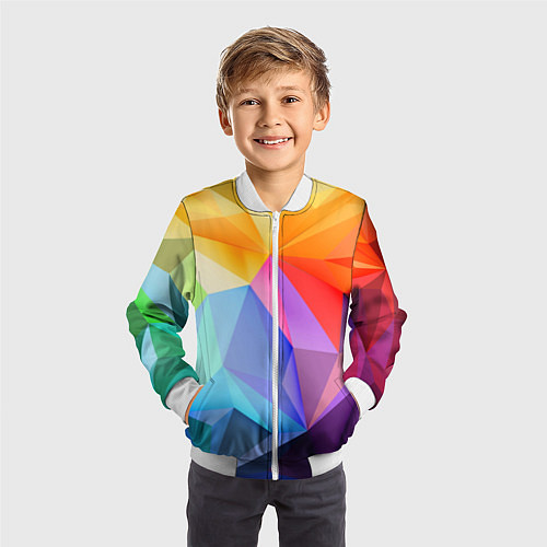Детский бомбер Радужная геометрия / 3D-Белый – фото 3