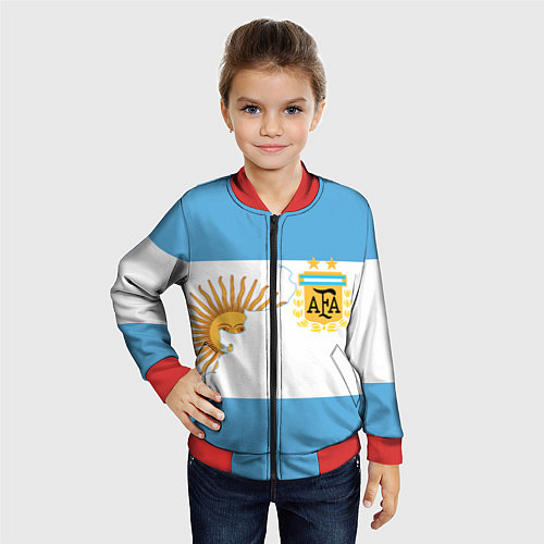 Детский бомбер Сборная Аргентины / 3D-Красный – фото 4