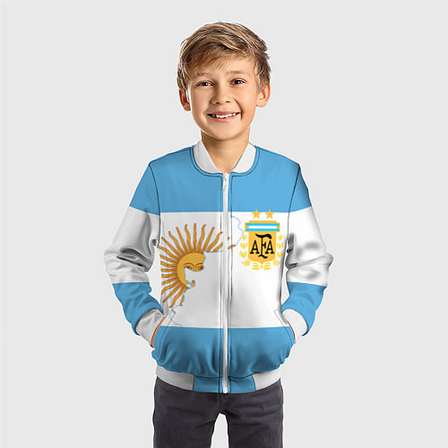 Детский бомбер Сборная Аргентины / 3D-Белый – фото 3