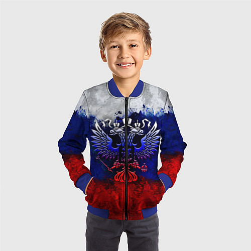 Детский бомбер Россия Russia Герб / 3D-Синий – фото 3