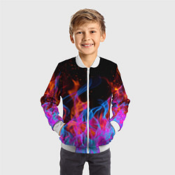 Бомбер детский ТРИ ОГНЯ FIRE СИНИЙ ОГОНЬ, цвет: 3D-белый — фото 2