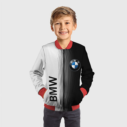 Детский бомбер Black and White BMW / 3D-Красный – фото 3