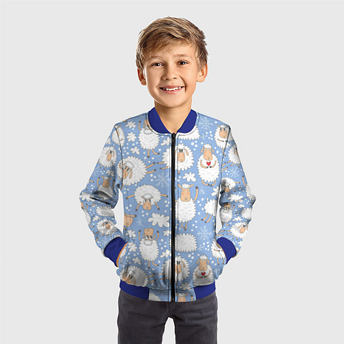 Детский бомбер Счастливые овечки / 3D-Синий – фото 3