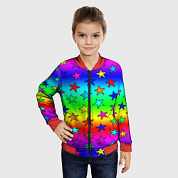 Бомбер детский Радужные звезды, цвет: 3D-красный — фото 2