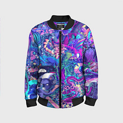 Бомбер детский Неоновые Звери, цвет: 3D-черный
