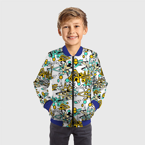 Детский бомбер Абстрактный современный узор в стиле граффити / 3D-Синий – фото 3