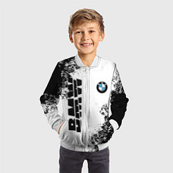 Бомбер детский BMW БМВ РАЗРЕЗАННОЕ ЛОГО, цвет: 3D-белый — фото 2