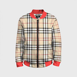 Бомбер детский Клетчатый принт в стиле Burberry, цвет: 3D-красный